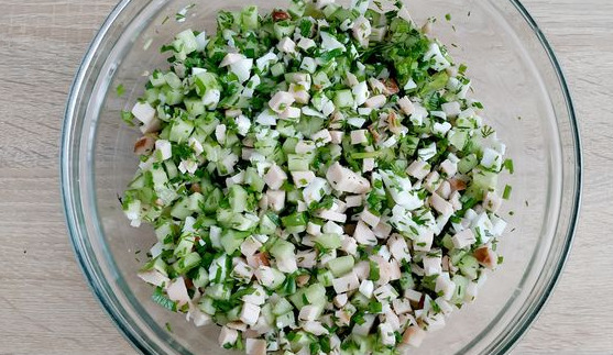 Okroshka with Sour Cream, with Smoked Chicken step 9