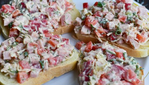 Hot Sandwiches with Ham, Vegetables, Cheese and Sour Cream step 6