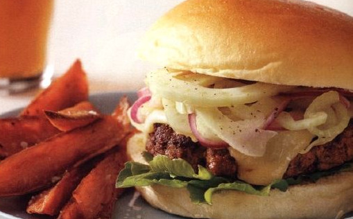 Homemade Burgers with Fried Sweet Potatoes