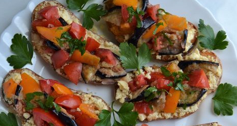 Eggplant, Tomato and Cream Cheese Sandwiches