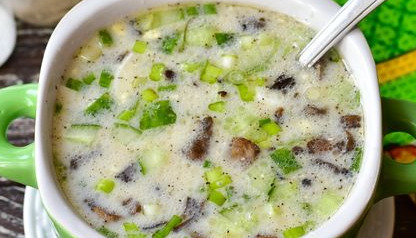 Okroshka with Mushrooms, Whey
