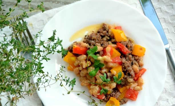 Vegetable Stew with Minced Meat and Beans (in the Oven)