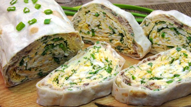 Lavash Roll “Mimosa” with Canned Fish