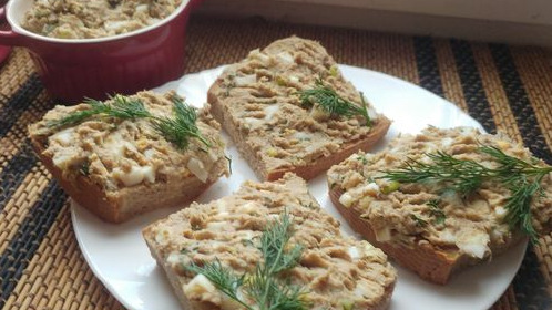 Homemade Sprat and Canned Beans Pate with Boiled Eggs