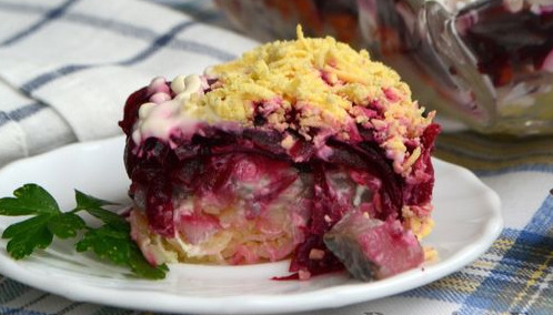 Herring under a Fur Coat with Two Types of Fish