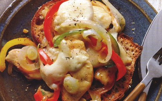 Chicken, Bell Pepper, Onion and Cheese Sandwich