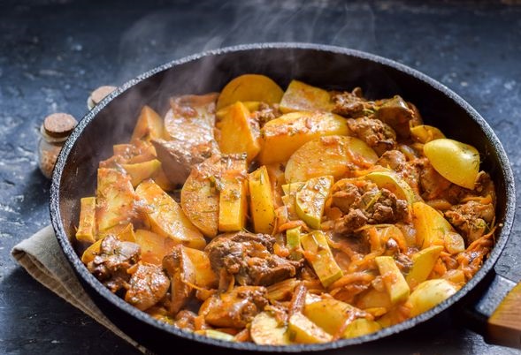 Stew of Young Potatoes, Zucchini and Chicken Liver step 9