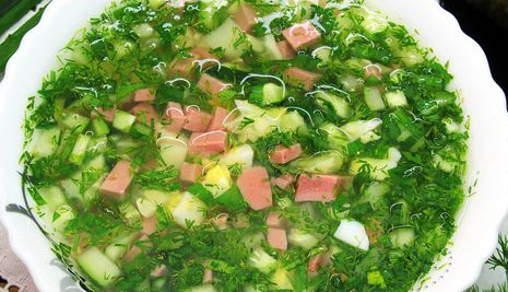 Okroshka on Cucumber Pickle