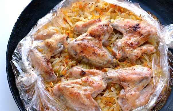Chicken Wings Baked with Cabbage and Bell Peppers (Sleeve) step 12