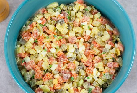 Olivier Salad with Red Fish step 7