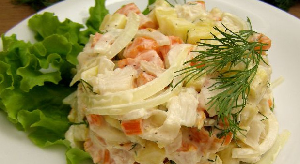 Vegetable Salad with Fish and Pickled Onions