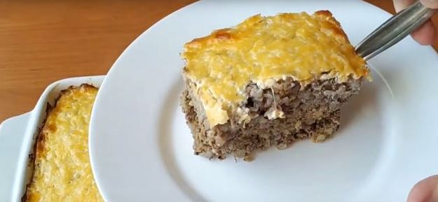 Buckwheat Casserole with Chicken Liver, Vegetables and Cheese
