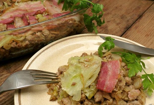 Cabbage Casserole with Minced Meat and Bacon step 9