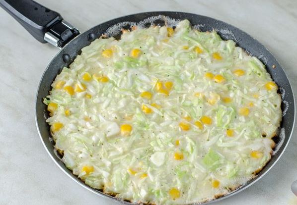 Cabbage Pancake with Corn and Sour Cream step 3