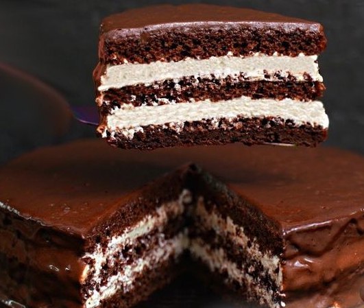 Chocolate Cake “Glass” with Curd-Sour Cream