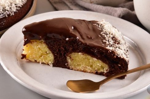 Chocolate Cake with Curd-Coconut Balls