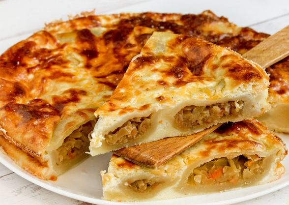 Casserole from Dumplings with Cabbage, in Kefir and Egg Filling