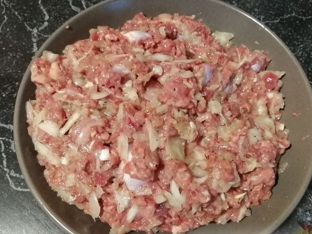 Casserole with Potatoes, Pumpkin and Minced Chicken Giblets step 2