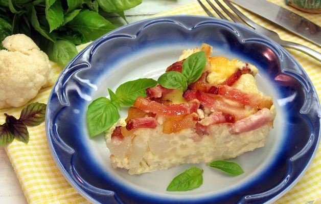 Cauliflower and Bacon Casserole, in Cream Cheese Filling