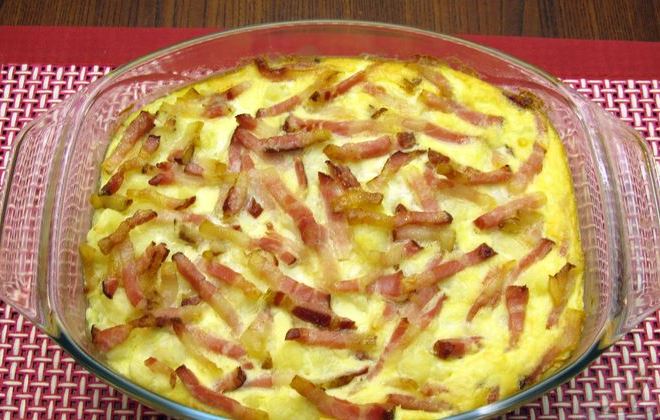Cauliflower and Bacon Casserole, in Cream Cheese Filling step 7