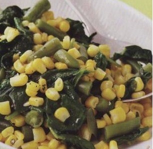 Green Beans with Corn and Spinach