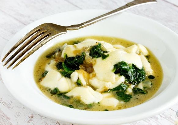 Fried Spinach with Suluguni