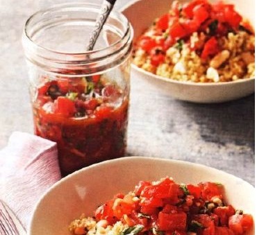 Couscous Garnish with Fresh Tomato Sauce