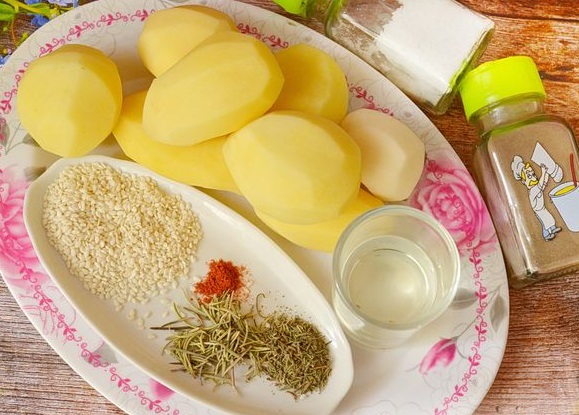 Baked Potatoes in Sesame step 1