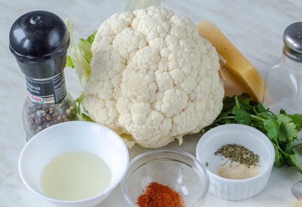 Baked Cauliflower with Dried Herbs, with Cheese step 1