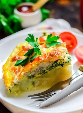 Fish Casserole with Potatoes and Spinach