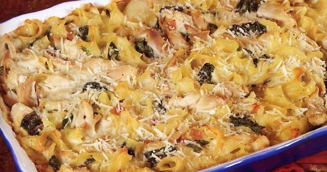Florentine Pasta Casserole with Chicken and Spinach