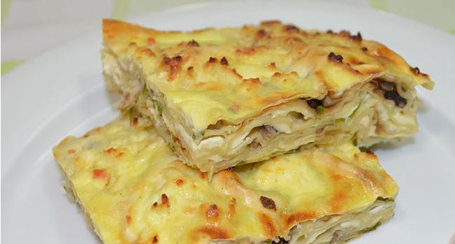 Lavash Casserole with Cheese and Mushrooms