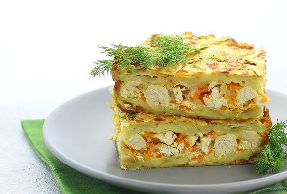 Lavash Pie with Minced Chicken and Cheese