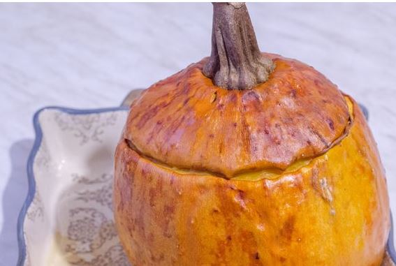 Meat with Potatoes Baked in Pumpkin step 6