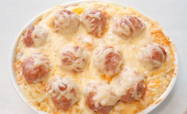 Meatballs with Cottage Cheese, Baked with Pasta step 12