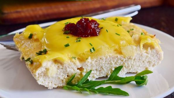 Minced Chicken Casserole with Pineapple and Cheese