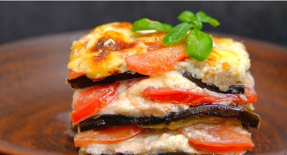 Minced Meat Casserole with Eggplant and Tomatoes