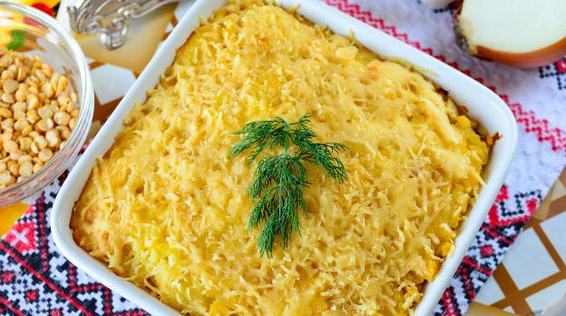Potato and Pea Casserole with Ham