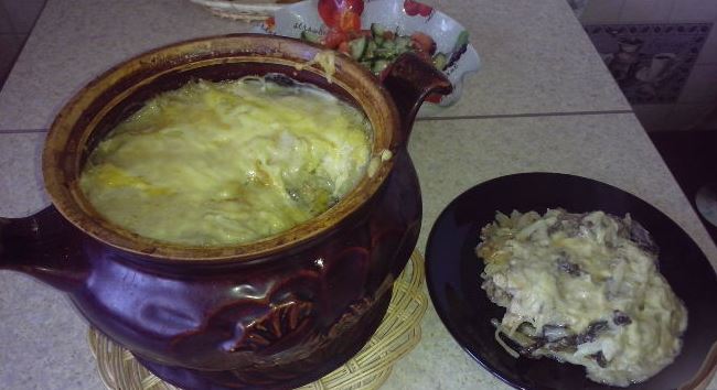 Potato Casserole with Mushrooms and Meat