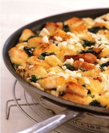 Strata with Croutons, Spinach and Feta