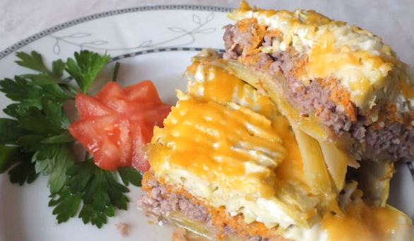 Zucchini Baked with Minced Meat in the Oven