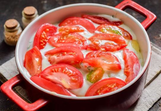 Zucchini Baked with Young Potatoes and Tomatoes in Béchamel Sauce step 7
