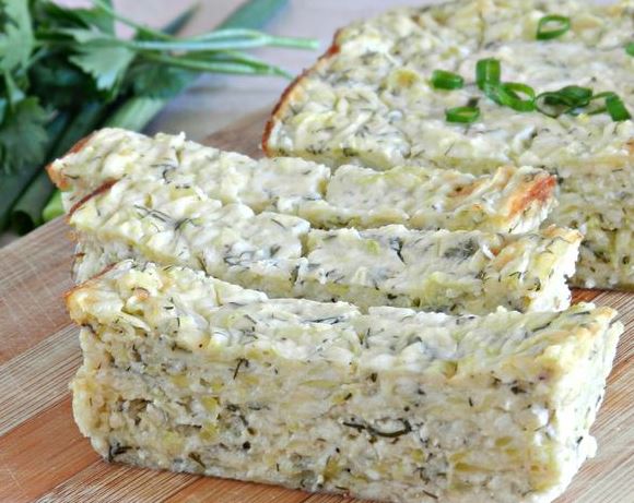 Zucchini Casserole with Cottage Cheese, Cheese and Herbs