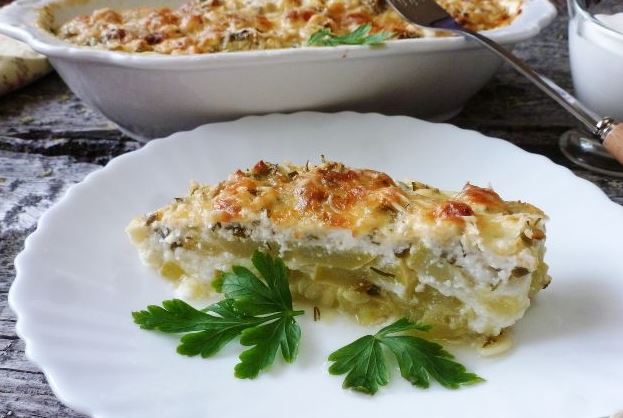 Zucchini Casserole with Feta Cheese and Herbs