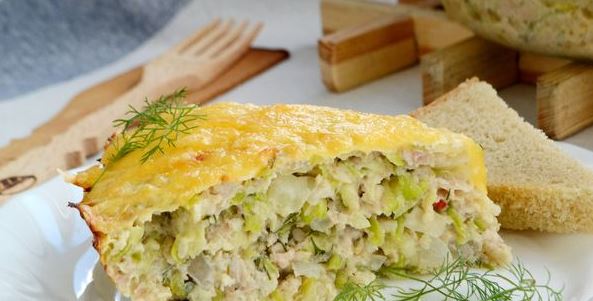 Zucchini Casserole with Minced Chicken and Bell Pepper