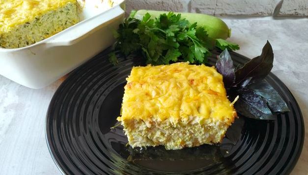 Zucchini Casserole with Minced Chicken and Rice