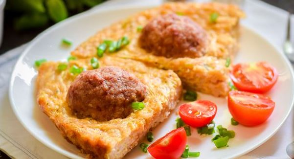 Zucchini Casserole with Rice and Meat Patties