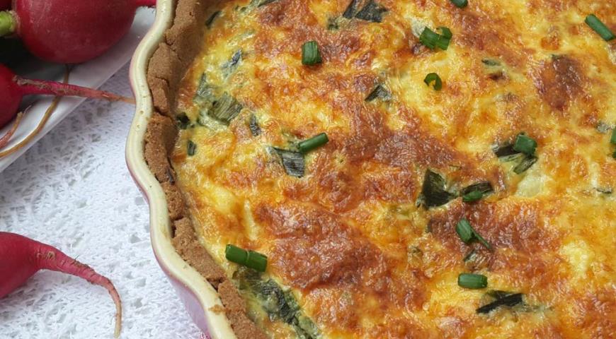 Quiche from Buckwheat Flour with Green Onions