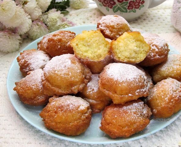 Curd Donuts with Coconut Flakes