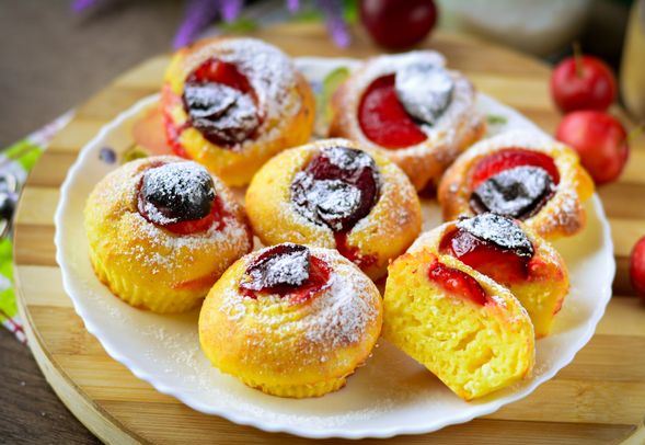 Cottage Cheese Muffins with Cherry Plum
